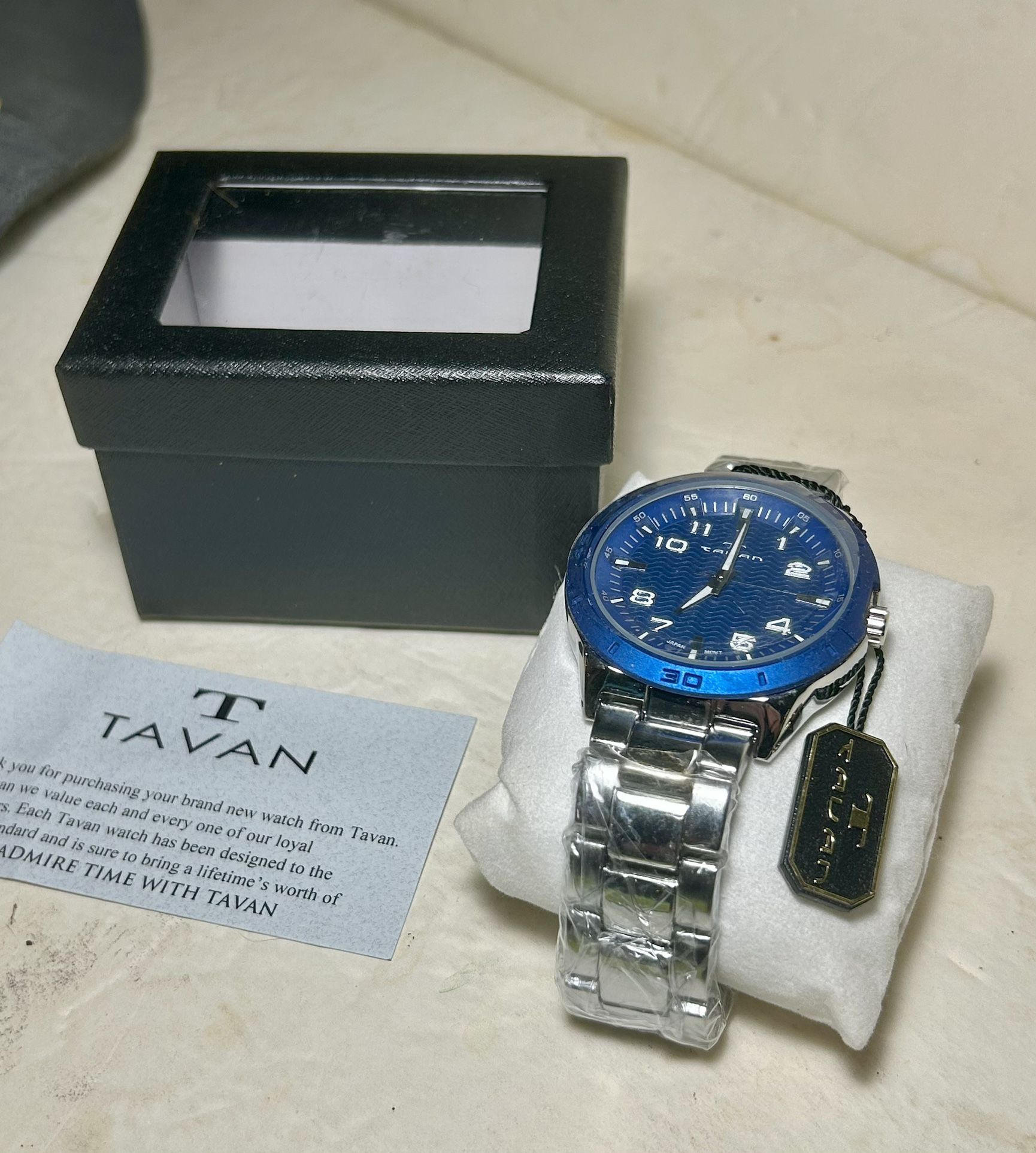 Tavan Men’s Privateer Series Watch Blue Dial Bezel Stainless Steel Band New!
