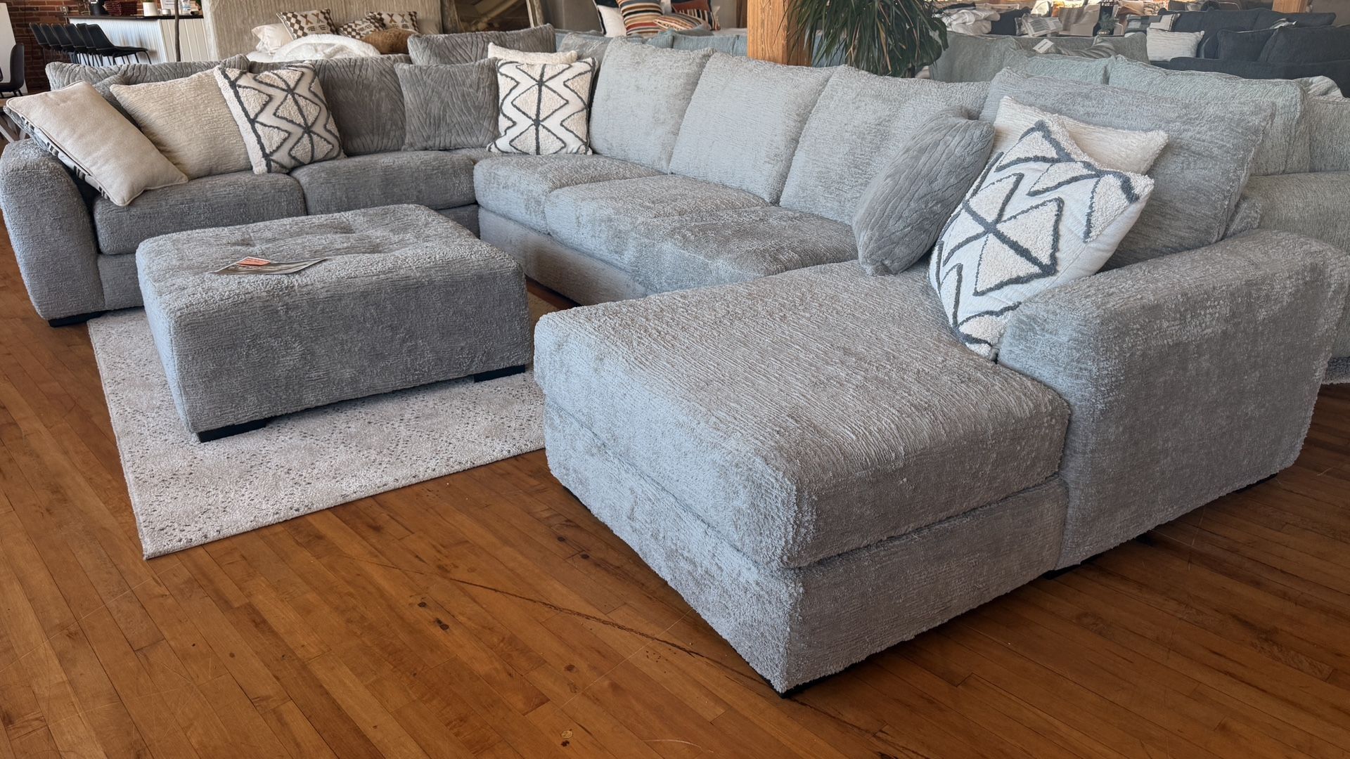 New sectional Sofa with ottoman and pillows