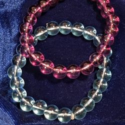 Children’s Beaded Bracelets – Pink & Blue – Set of 2