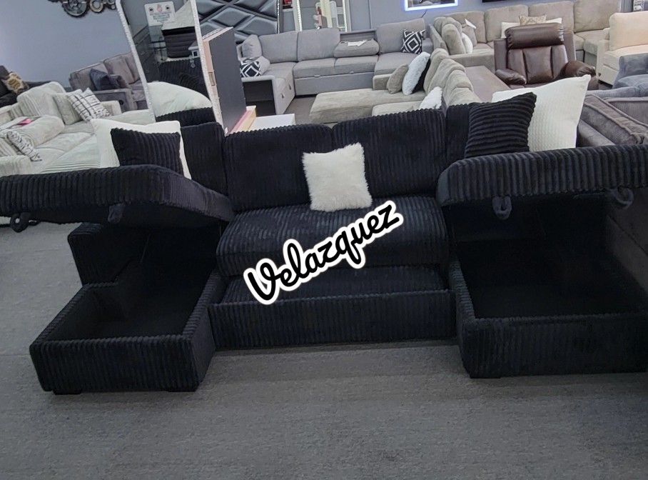 ✅️✅️3-Piece Black  color Convertible Sectional✅️✅️