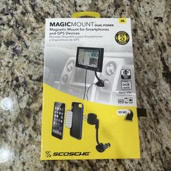 Scosche MagicMount 12V - Magnetic Car Mount with Dual USB Charging Ports