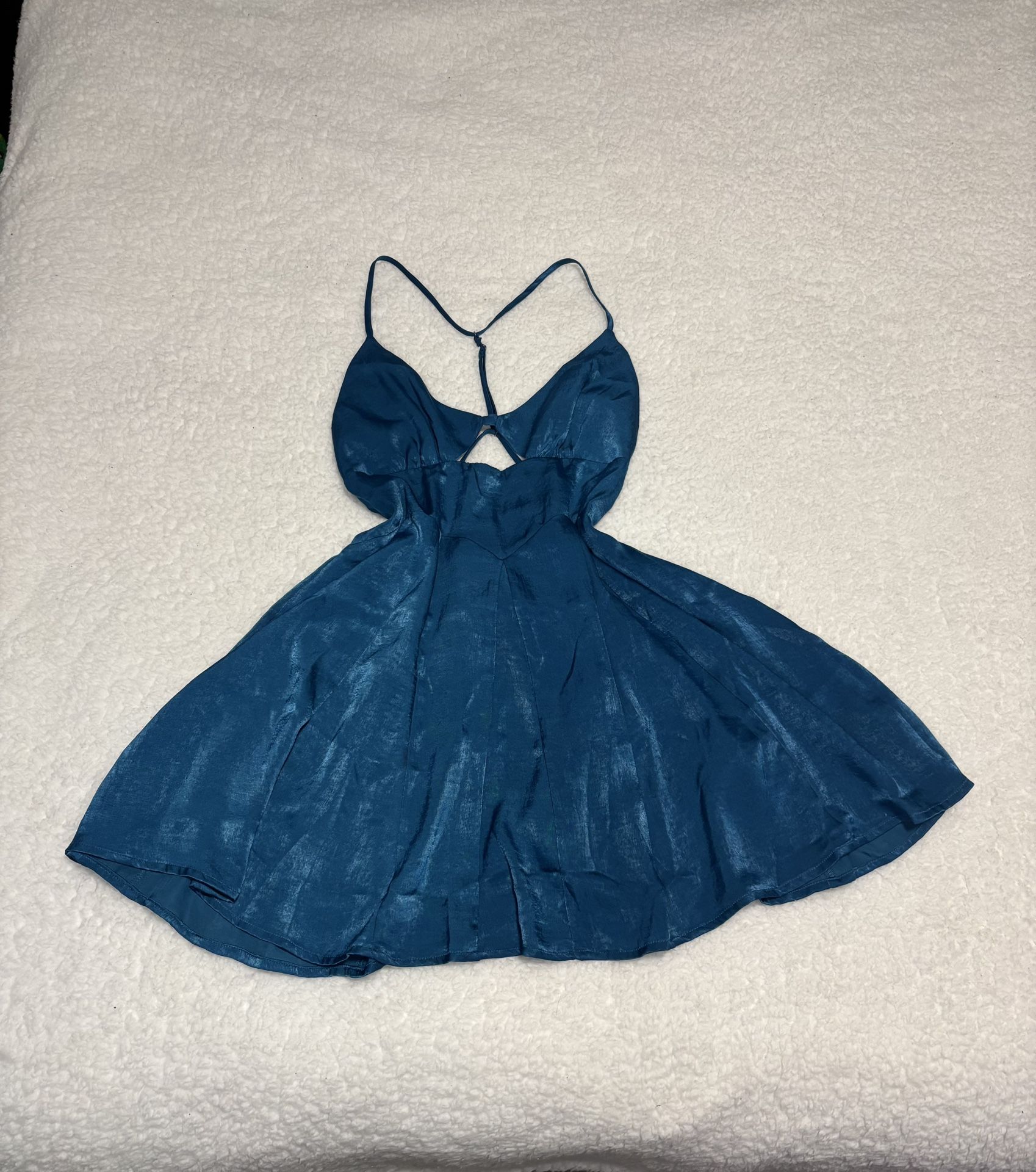 Free People Women Blue Good Catch Mini Slip Dress