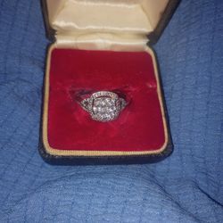 2 CT Silver Engagement Ring Size 7