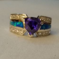 Gorgeous NEW Sterling Silver Fire Opal Amethyst Ring! 🔥💍