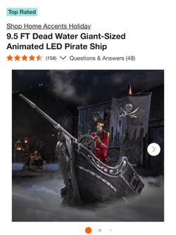 Halloween 9.5 FT Dead Water Animated LED Halloween Pirate Ship