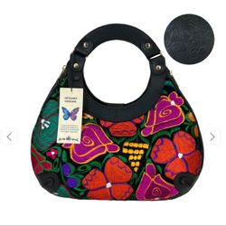 BOLSO PIEL CON BORDADO CHIAPANECO