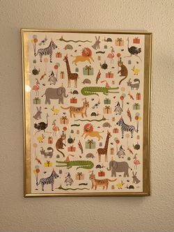 Party Animal Gold Framed Art Decor