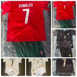 Soccer  kids sizes Jerseys jersey Ronaldo futbol Portugal 🇵🇹 Messi Argentina set Ronaldosizes22,24,26,28,4,6,7,8,9,10,11,12 years old Neymar jr Bras