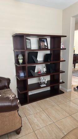 Dark Brown Wood Bookshelf Display Unit