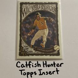 Catfish Hunter Oakland A’s Hall of Fame Pitcher Topps Short Print Insert Card. 