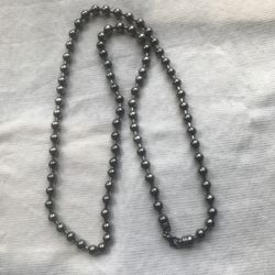 Gun Metal Sterling Bead Necklace 36” UNISEX 