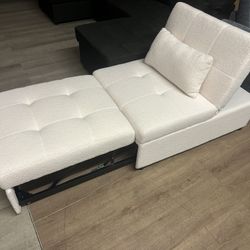 New Beige Pullout Bed Chair 