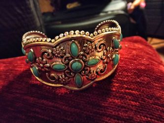 Turquoise Stone Boho Cuff Bracelet