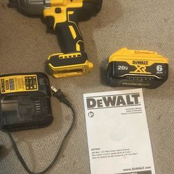 Dewalt XR 20v brushless 1/2 impact with battery charger and bag and manual