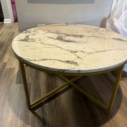 Faux Marble coffee Table With Matching End, Tables, And Two Lamps 