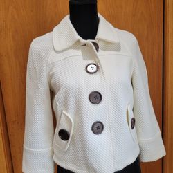 Cream Jacket Size Medium M BY SUGARFLY adorable Large Buttons Front
