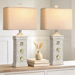 Coastal Table Lamps Set of 2 with Nightlight