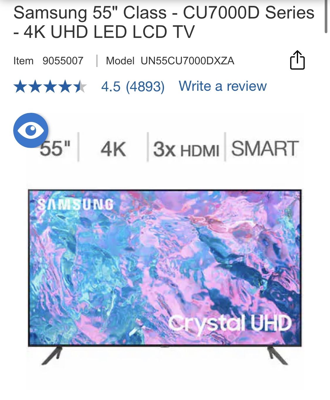 Samsung 55" Class - CU7000D Series - 4K UHD LED LCD TV