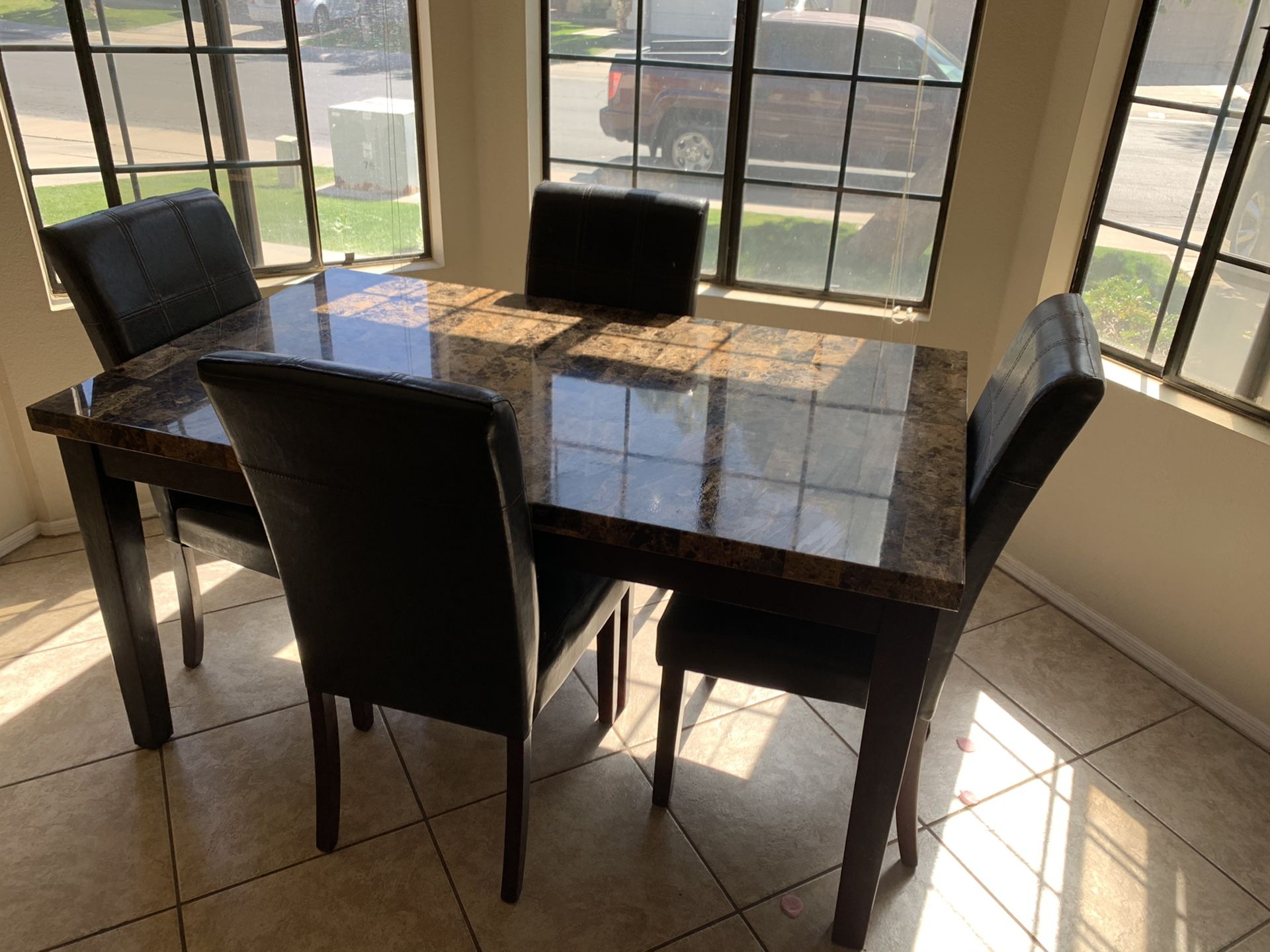 Dining table and chairs