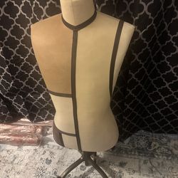 Vintage Superior Model Form Co. Leather & Striped Tailor Dress Form – Male – Rolling Base  Description: