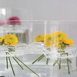 Beautiful Clear Glass Floating Flower Rings - Set of 3 in Original box never used 