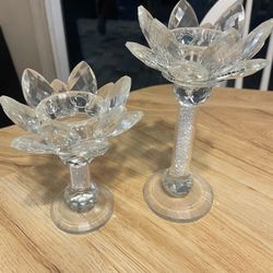 Crystal Lotus Candle Holder Set (2) – Elegant Home Decor