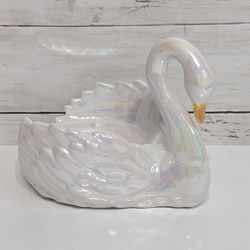 NWT Bath & Body Works Iridescent White Swan 3 Wick Candle Holder