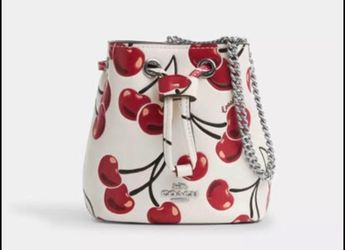 Coach Mini Bucket Bag ♥️Cherry Print 🍒 (Brand New)