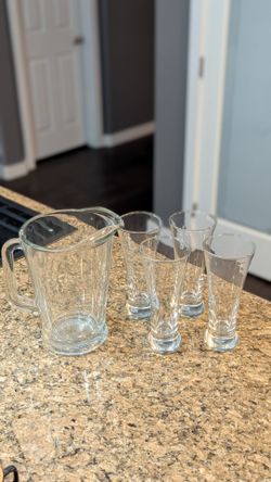 Glass Beer Pitcher & 4 Glasses