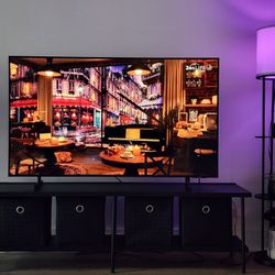 TV Stand with Storage Cubes - FREE Floor Lamp Included!