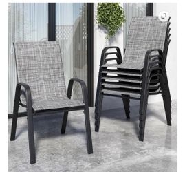 Set of 6 Stackable Outdoor Patio Chairs