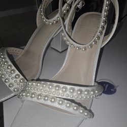 White Heels With Pearls 