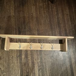 Solid Wood Shelf With Hooks