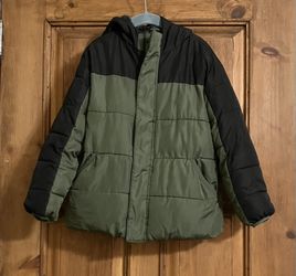 Toddler Olive and Black Puffer Jacket