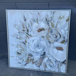 🌿 Textured Floral Canvas Wall Art – 31” x 31”