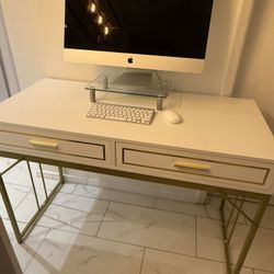 White And Gold Desk $150 Brand New! Fully Assembled