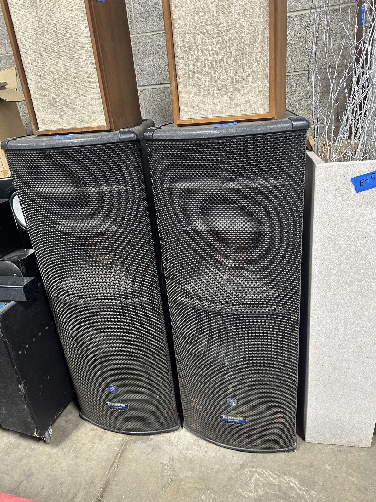 Mackie SR1530 three-way powered speakers and Subwoofer. 
