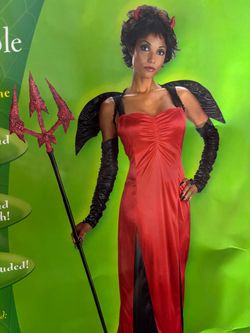 New, Women’s Devil Costume size Large. Includes Wings, Gloves and horns