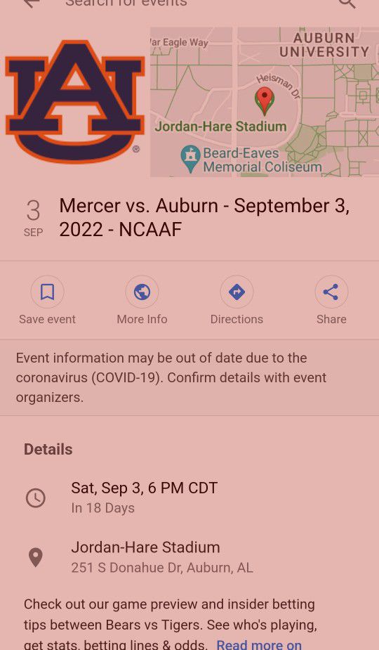 2 Auburn Lower Bowl tickets 