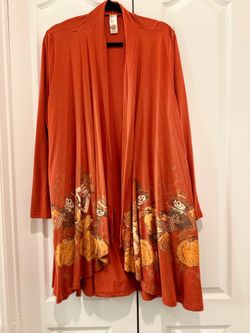 Thanksgiving/fall Womens Plus 2XL orange cardigan