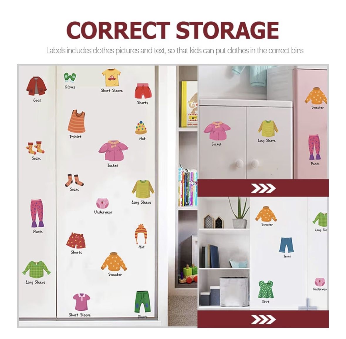 New girls Clothing Organizing Stickers/decals For Dressers