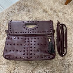 Maroon Studded Crossbody
