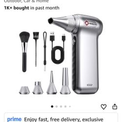 Compressed Air Duster-125,000 RPM Cordless Electric Air Duster, Rechargeable Super Power Air Blower with 3-Gear Turbo Fan, Air Blower for PC, Keyboard