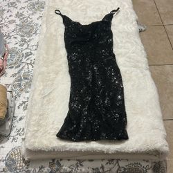 Black Sequin Mini Dress