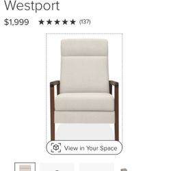 Room and Board Westport Recliner - Reg $2000