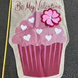 Be My Valentine Double Sided 28x40 Burlap Flag 