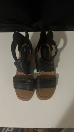 Black Strappy Wedge Sandals