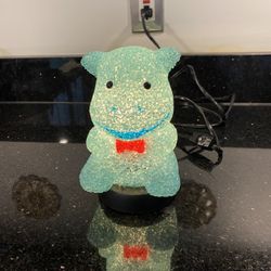 Rare Vintage Light Up Blue Teddy Bear Boys Room Lamp 7” High 4” Wide