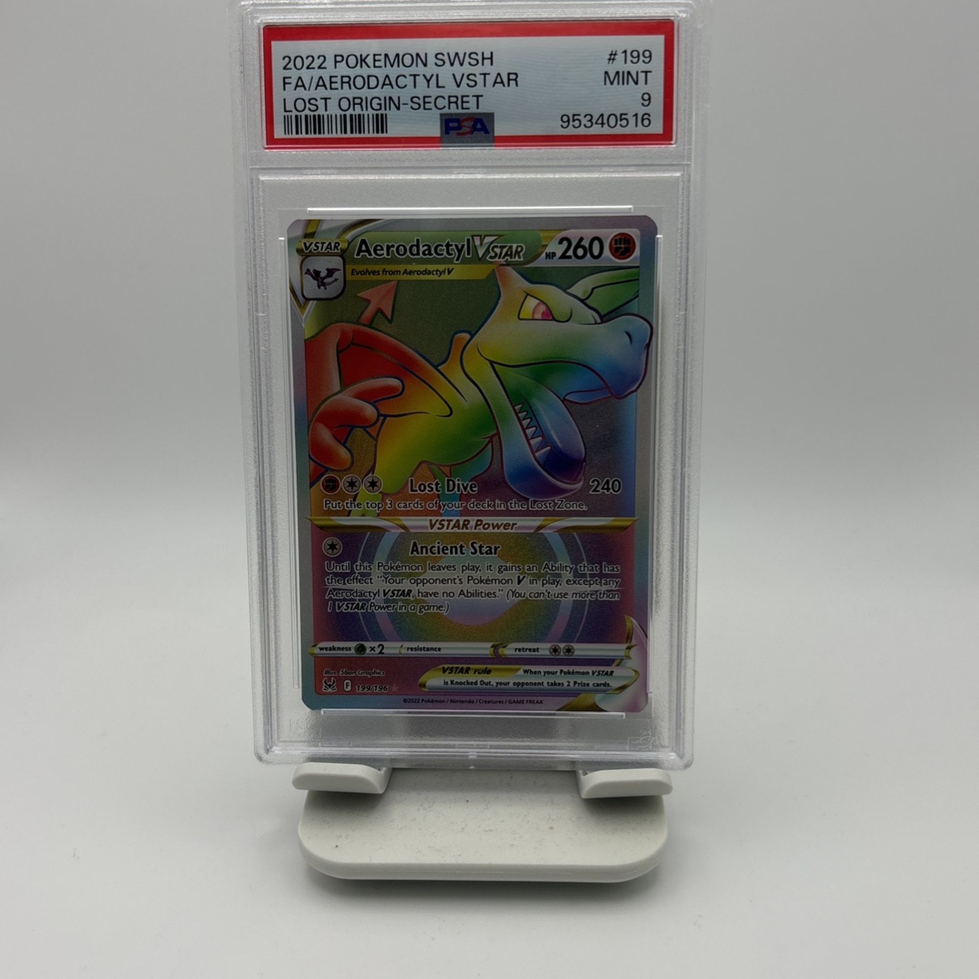 PSA 9 Aerodactyl Vstar Rainbow Rare Lost Origin Pokemon Card