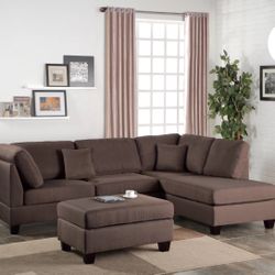 New Item ‼️ 3 Pc Reversible Sectional Sofa With Ottoman 